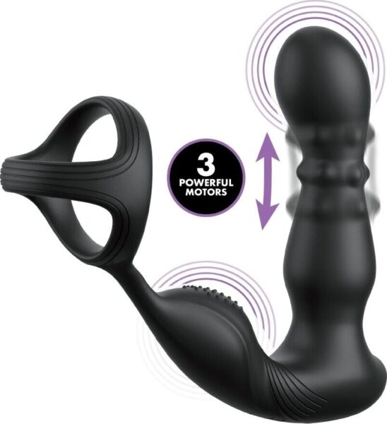 Sort analvibrator Fantasy Elite Ass-Gasm Taint-alizer med roterende kugler til mellemkødet