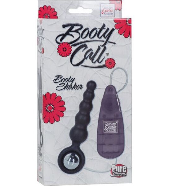 CalExotics Booty Call Booty Shaker Black i sort med trindelt sonde, rundt håndtag, kuglevibrator og fjernbetjening med ledning