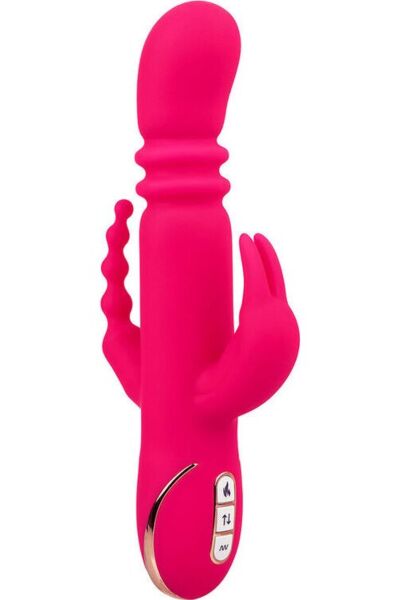 Rabbit vibrator Jack Rabbit Signature Triple Fantasy fra CalExotics, i pink, med skaft, ører og hale