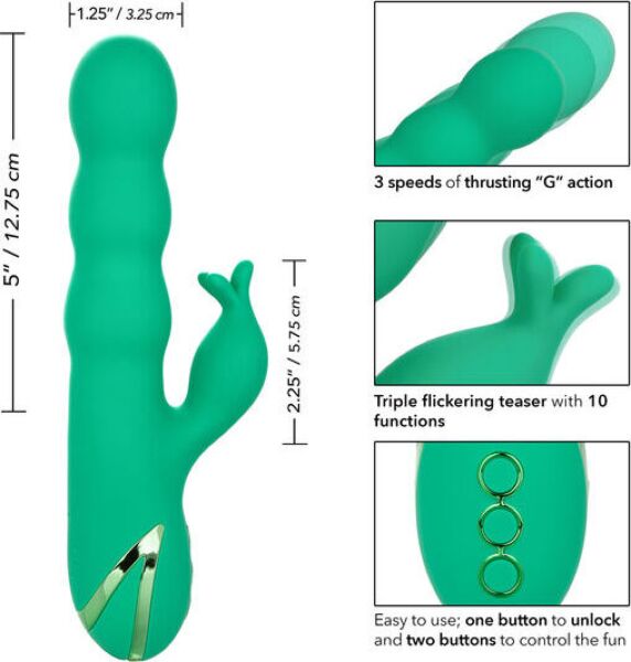 G-punktsvibrator CalExotics Sonoma Satisfier Green med skaft og udvendig stimulator