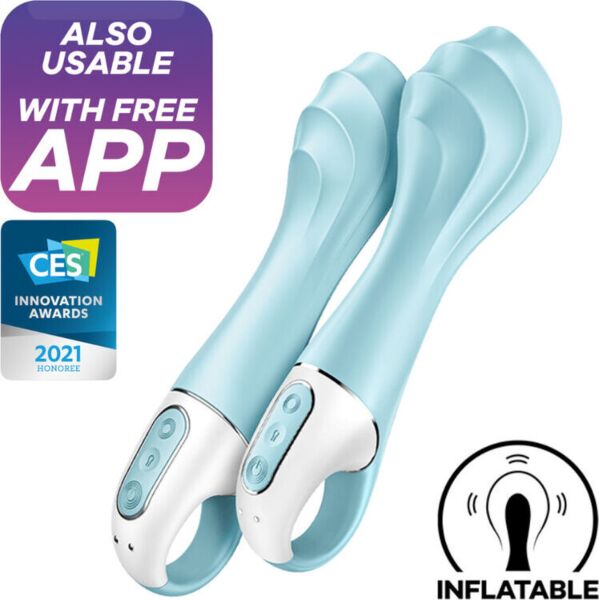 Oppustelig G-punktsvibrator Satisfyer Air Pump Vibrator 5+ med greb i form af en ring