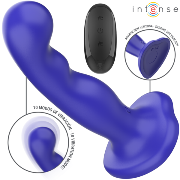 Blå vibrator Intense Shorty med skålformet relief og sugekop i bunden