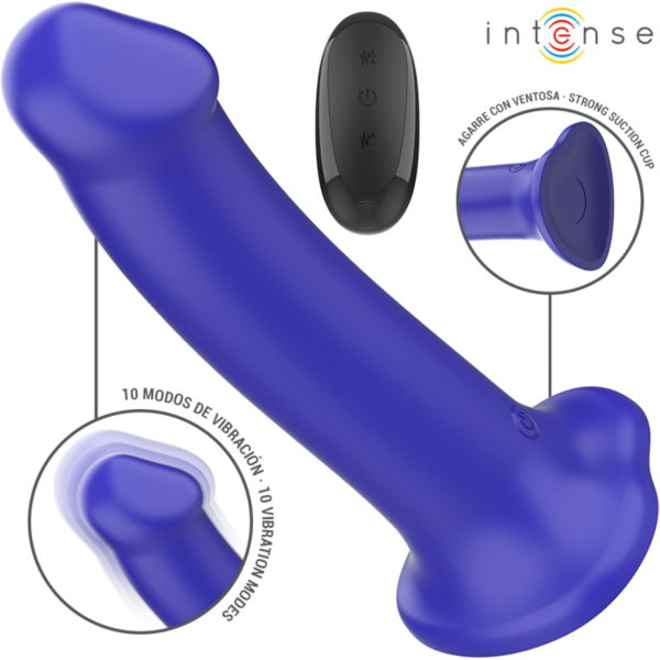 Intense Victoria vibrator i mørkeblå med sugekop i bunden