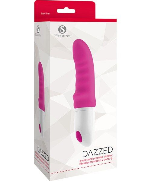 Vibrator S Pleasures Dazzed Pink i pink og hvid med bølget skaft