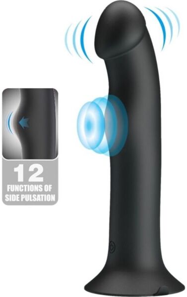 Vibrator Pretty Love BI-014952 i sort silikone med fallisk top og base med sugekop