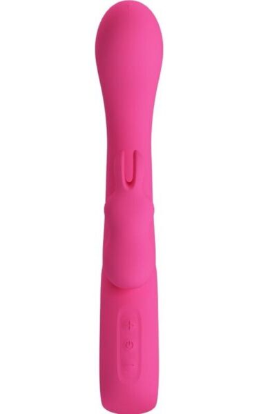 Rabbit vibrator Pretty Love BI-300087 i silikone med sølvfarvet håndtag