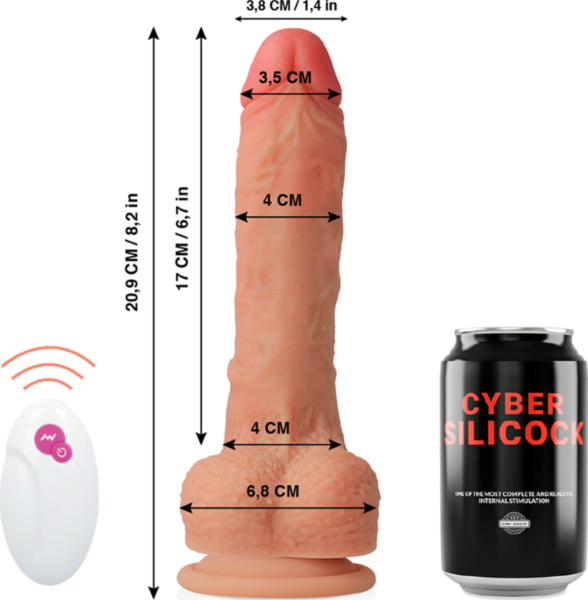 Realistisk Cyber Silicock Master Huck-dildo med årer, penishoved, testikler og base med sugekop