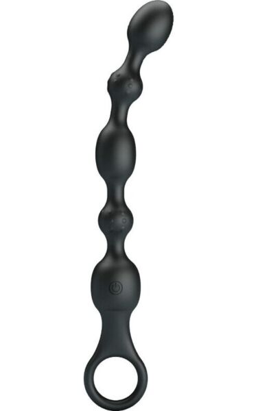 Analkugler med vibration, Pretty Love BI-040142, i sort med håndtag