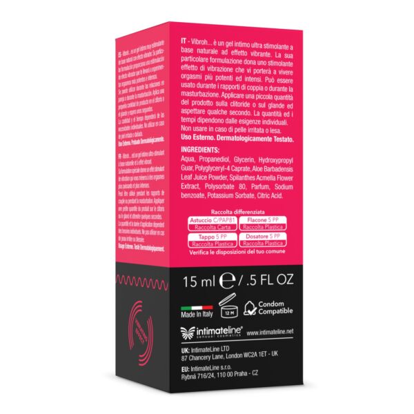 Flaske med stimulerende gel IntimateLine Vibroh på 15 ml