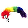 Butt Plug Furry Fantasy Rainbow Tail med faux fur