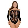 Bodysuit Lace Langærmet med Åben Ryg