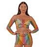 Lingerie Lace Rainbow Crop Top og Mini Skirt Sæt