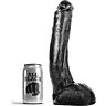 Dildo All Black 29 cm Bøjet med Realistisk Følelse
