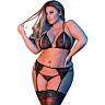 Lingeri BRA GARTER & G-SET BLACK L/XL med åbent bh
