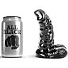 All Black Dildo 13 cm med Ribbet Skaft