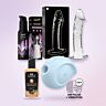 Premiumsæt til hende med Satisfyer lufttryksvibrator og glasdildo