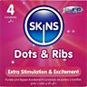Premium Kondomer Skins Dots & Ribs Pack 4 til Forstærket Nydelse