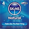 SKINS Natural Kondomer 4-Pack med Ekstra Glidecreme
