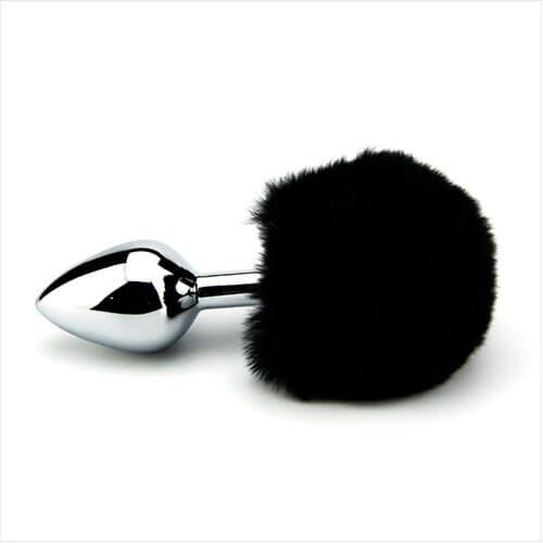 Buttplug Furry Fantasy Bunny Tail med pels Negro