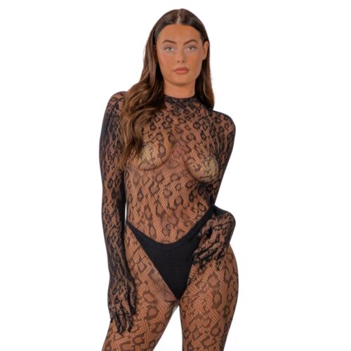 Bodystocking Lace Gloved Leopard Print