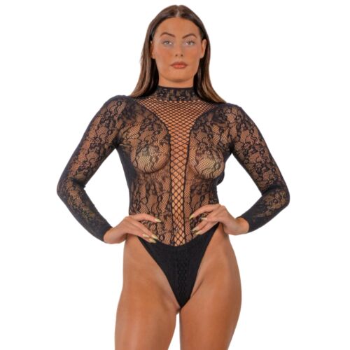 Bodystocking Lace by LJ med høj hals og cut-outs