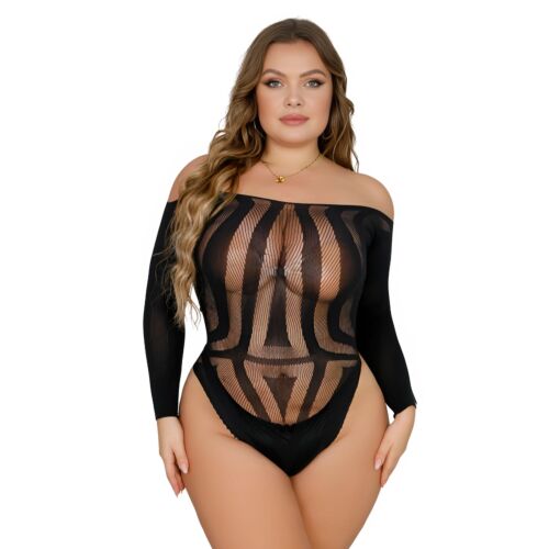 Bodysuit Lace Langærmet med Åben Ryg