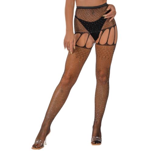 Strømpebukser Lace Rhinestone Suspender