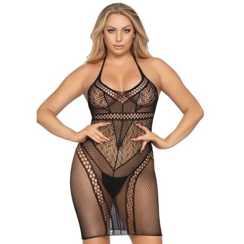 Sexet Mini Kjole Leg Avenue Multi Net Halterneck