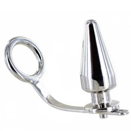 Cockring Metal Hard med Anal Plug 80 x 55 mm