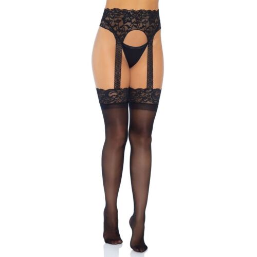 Garterbælte strømper Leg Avenue - Blonder top