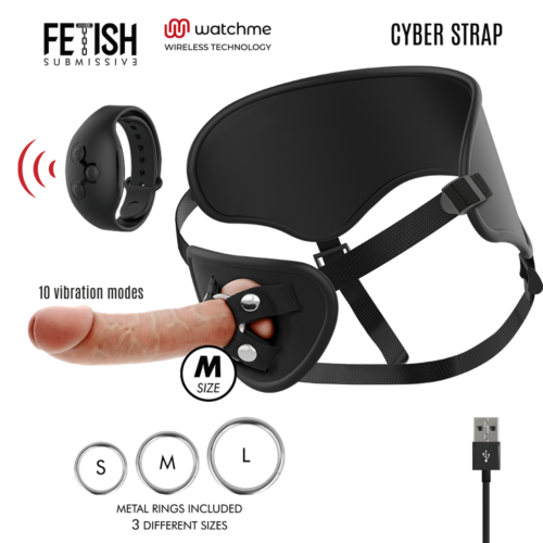 Harnes FETISH SUBMISSIVE CYBER STRAP med fjernbetjening