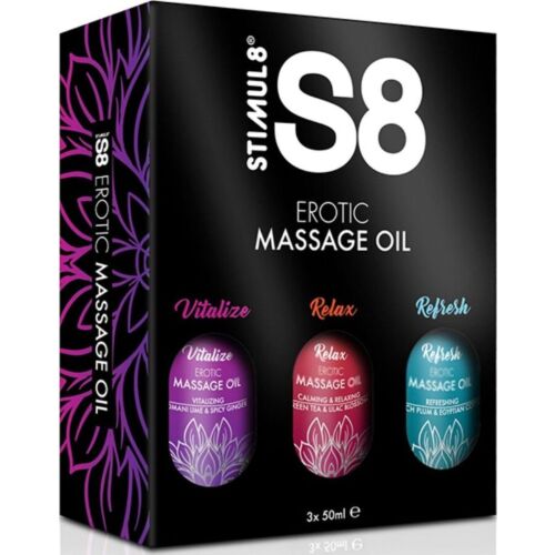 STIMUL8 S8 Massageolie Sæt 3 x 50ml