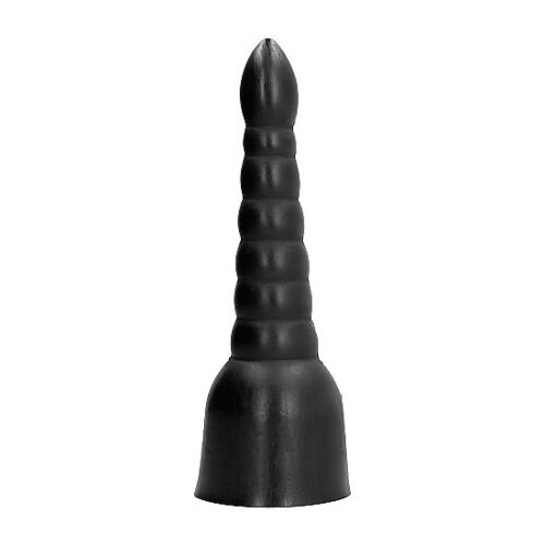 Dildo ALL BLACK 34 CM med grooved design