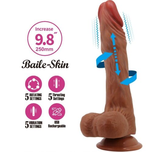 Realistisk Dildo BAILE Calisto 25 cm med Tryk og Rotation