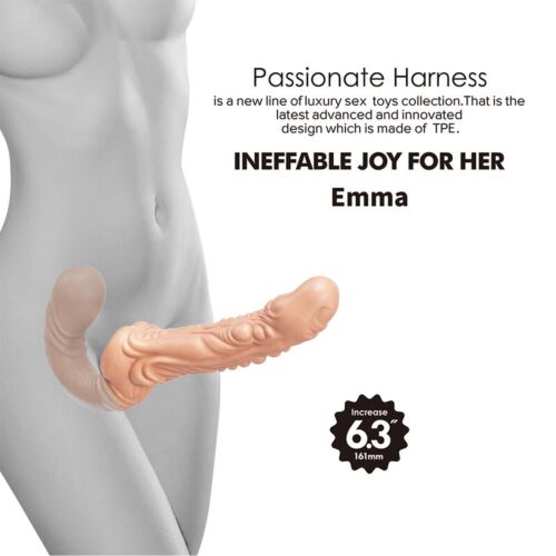 Dobbelt penetration strap-on BAILE EMMA med tekstur