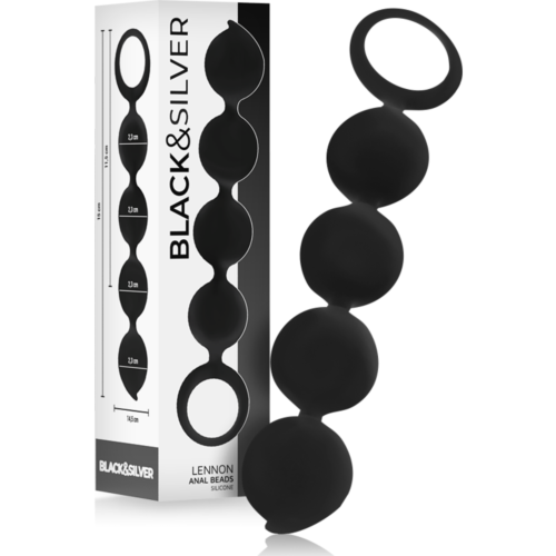 Anal Perler BLACK&SILVER Lennon med 4 Silikone Kugler
