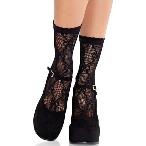 Lace Anklets Leg Avenue Black Lace Bow - Vintage Charme