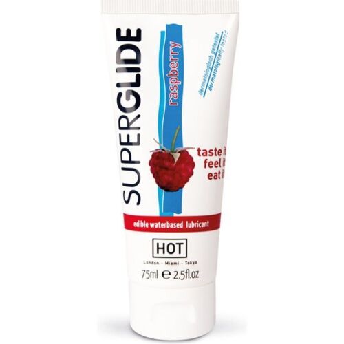 Spiselig Glidecreme HOT Superglide Hindbær 75ml