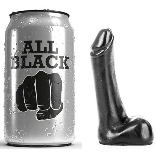 Dildo ALL BLACK 9 CM med glat overflade