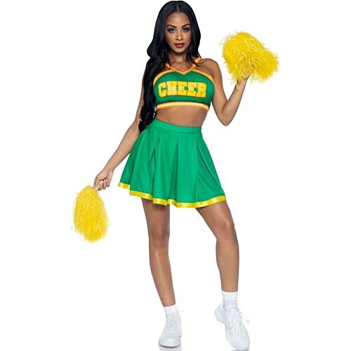 Cheerleader Kostume Leg Avenue med Pom Poms