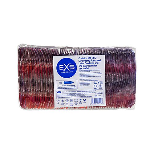 Kondomer Exs Strawberry Sundae 100 stk - Sød Jordbær Smag