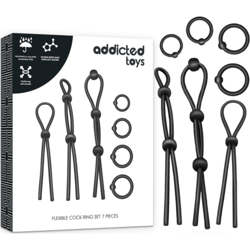 Penisring Sæt Addicted Toys 7 Fleksible Silikone Ringe