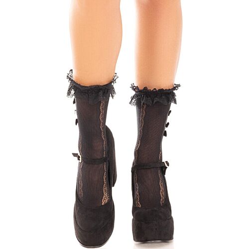 Ankelsokker Leg Avenue med Blondeflæser og Hjerter