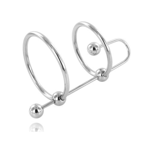 BDSM Penisring Metal Hard Extreme Ring med Urethral Stop