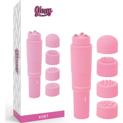 Mini Vibrator GLOSSY Kurt med Udskiftelige Hoveder
