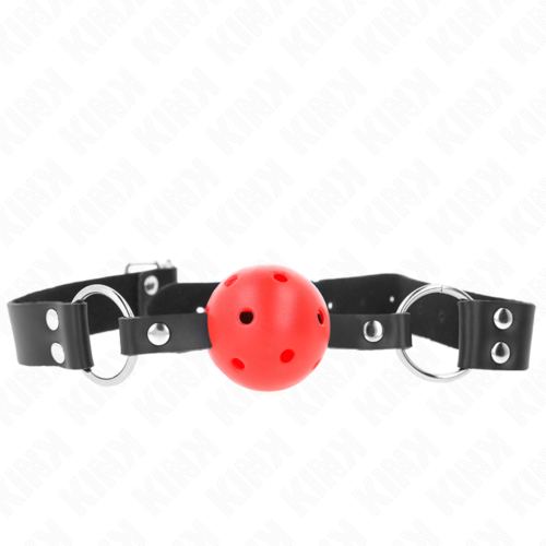 Åndbar ballgag KINK 4 cm med dobbelt nitte 62,5 x 2,5 cm justerbar 42-58 cm