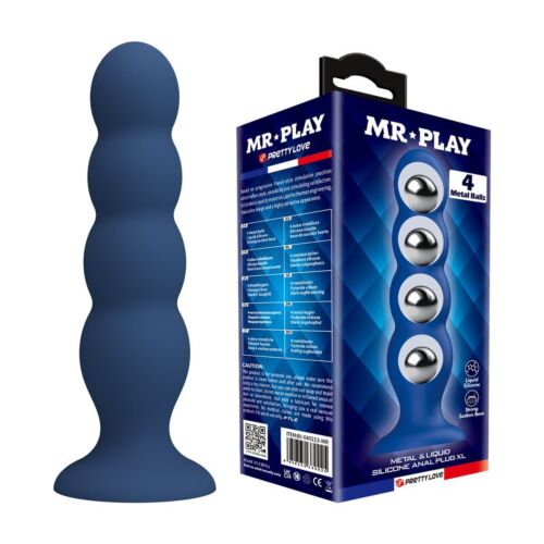 Anal Plug MR PLAY med metal kugler og sugekop