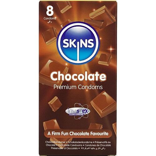 Skins Chokolade Kondomer Pakke med 8 stk og Subtil Aroma