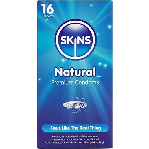 SKINS Natural Kondomer 16-Pak - Ekstra Glat og Ultrafin
