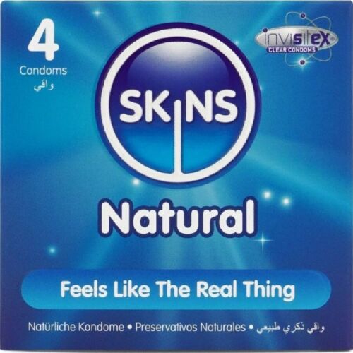 SKINS Natural Kondomer 4-Pack med Ekstra Glidecreme